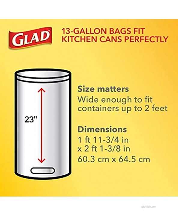 Glad ForceFlexPlus Tall Kitchen Drawstring Trash Bags 13 Gal 68 Ct Package May Vary