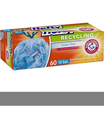 Hefty Recycling Trash Bags Blue 13 Gallon 60 Count