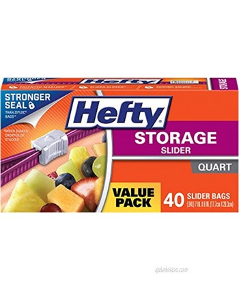 Hefty Slider Storage Bags Quart 40 Count
