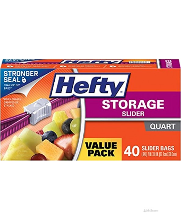 Hefty Slider Storage Bags Quart 40 Count