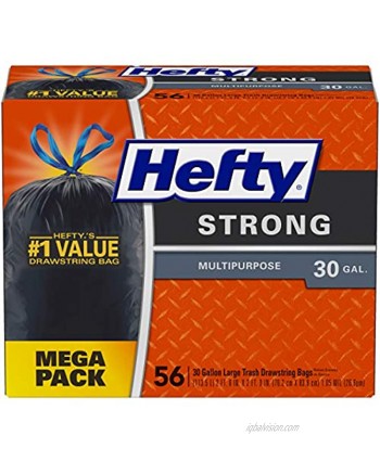 Hefty Strong Large Trash Bags 30 Gallon 56 Count