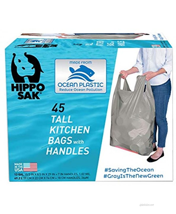 Hippo Sak Tall Kitchen Bags Made with Recycled Ocean Plastic 45 Count