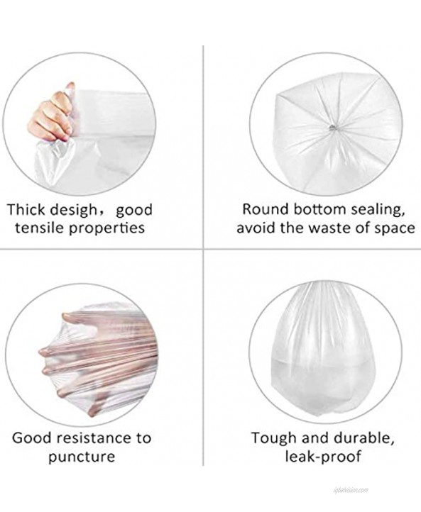 Hulless Small Trash Bags 2 Gallon Garbage Bags 100 Count 2 Rolls Wastebasket Trash Bags for Kitchen Bedroom Bathroom Living Room Office. Clear White