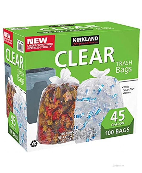 Kirkland Signature 45-Gallon Trash Bag Clear 100-count