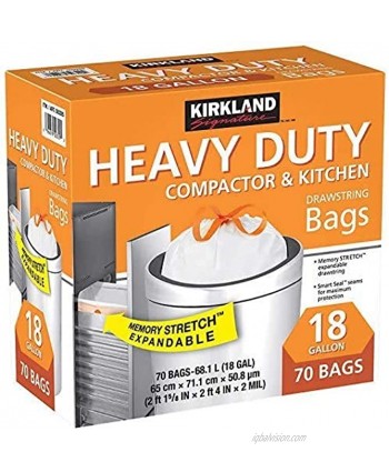 KIRKLAND SIGNATURE Compactor Kitchen Trash Bag with Gripping Drawstring Secure Full Size New Edition