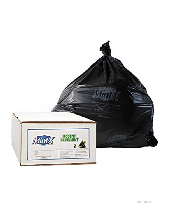 Mint-X Rodent Repellent Trash Bags 1.3 Mil Flat Seal 46 Height x 33 Length Black Pack of 100 MX3346XHB