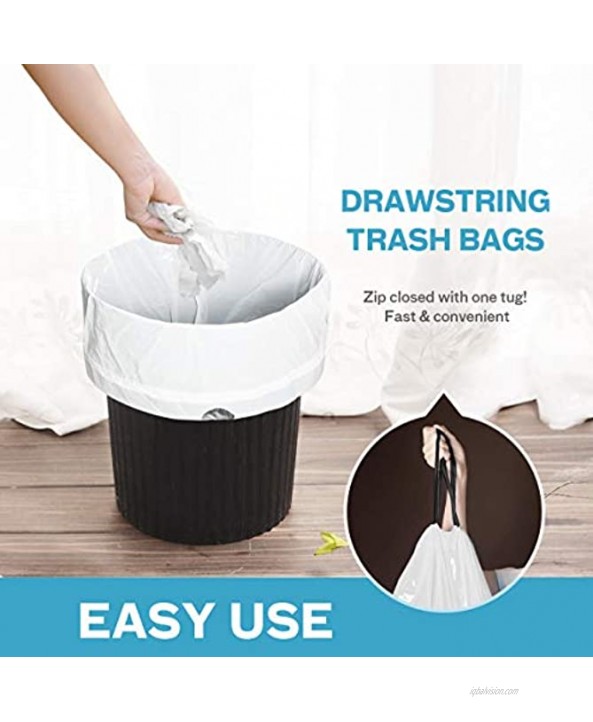 Peurif 1.2 Gallon 330 Counts Drawstring Trash Bags Garbage Bags Bathroom Trash Can Bin Liners Code A fit 5-6 Liter 0.8-1.6 and 1-1.5 Gal