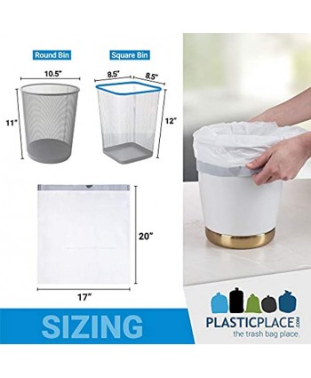 Plasticplace 6 Gallon Trash Bags │ 0.7 Mil │ White Drawstring Garbage Can Liners │ 17" x 20" 200 Count
