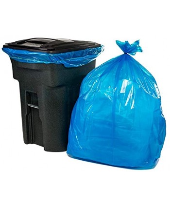Plasticplace 64-65 Gallon Recycling Trash Bags for Toter │1.5 Mil │ Blue Heavy Duty Garbage Can Liners  │ 50” x 60” 50 Count