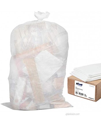 Plasticplace Contractor Trash Bags 55-60 Gallon 3.0 Mil Clear Heavy Duty Garbage Bag 38" x 58" 25 Count