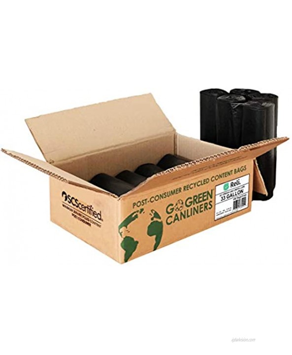 Reli. Eco-Friendly 33 Gallon Trash Bags 150 Count Black Recyclable Garbage Bags 33 Gallon Made in USA Made from Recycled Material Black 30 Gallon 35 Gal Large Capacity 30 Gal 35 Gal