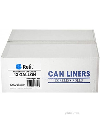 Reli. SuperValue Trash Bags 13 Gallon | 1000 Count | Tall Kitchen Garbage Bags Bulk Clear | 13 Gallon Clear Trash Bags Trash Can Liners for Garbage | Made for 12 Gal 13 Gal 16 Gal Unscented