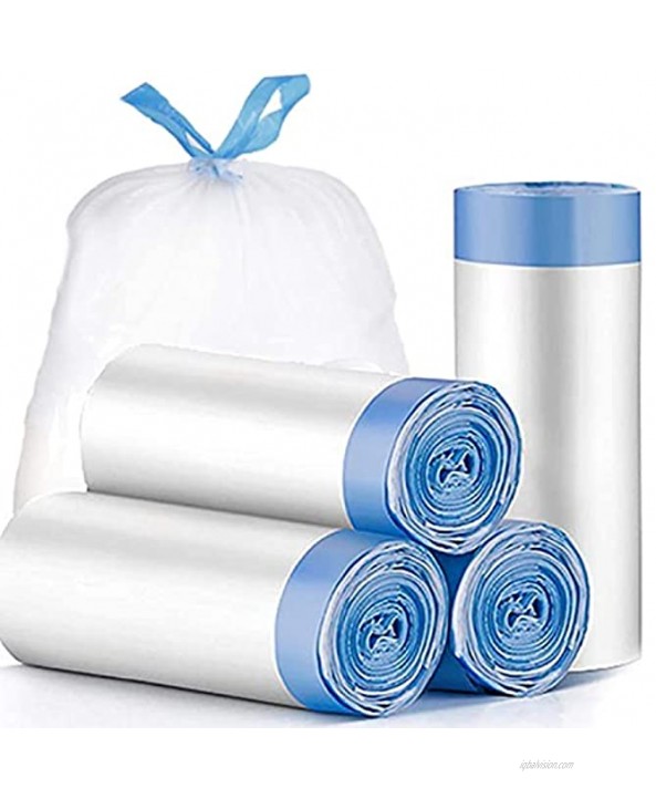 Rvenwain Small Trash Bags 60 counts 4 Gallon Drawstring Kitchen Garbage Bag 50cm 19.6 Tall by 45cm 17.7 Width,15 Liter for Office Home Bathroom Bedroom Waste Bin Indoor Outdoor Use. White 60 count