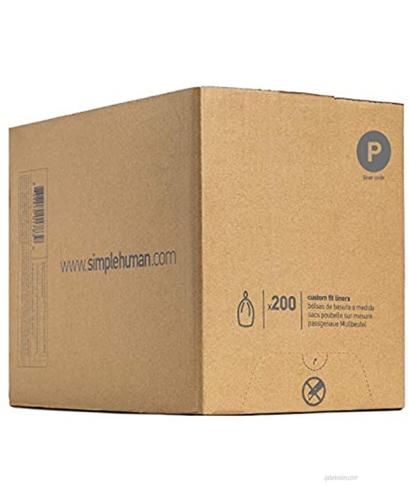 simplehuman Code P Custom Fit Drawstring Trash Bags 50-60 Liter 13-16 Gallon White 200 Count
