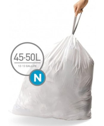 simplehuman Custom Fit Trash Can Liner N 45-50 L 12-13 Gal 45-Count Box