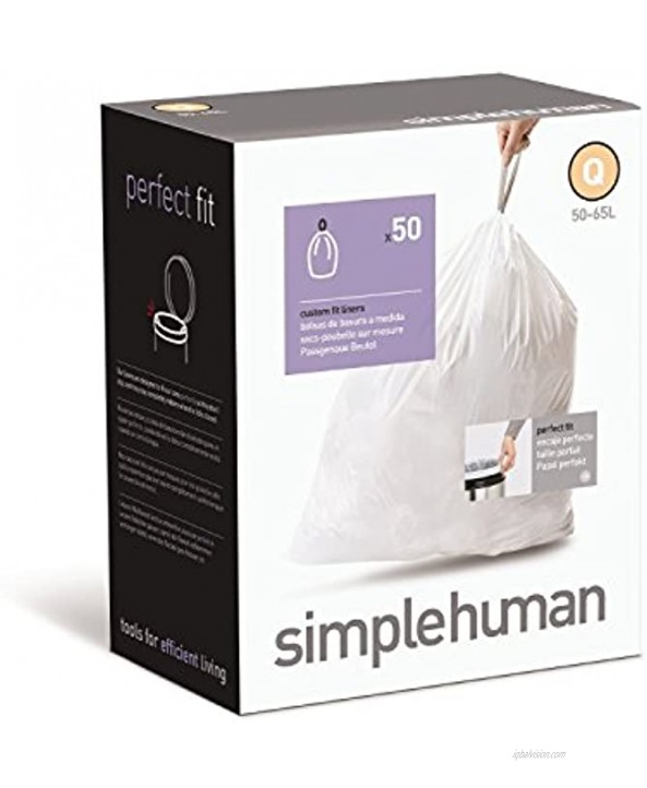 simplehuman Custom Fit Trash Can Recycling Liner V 16-18 L 4.2-4.8 Gal 50-Count Box