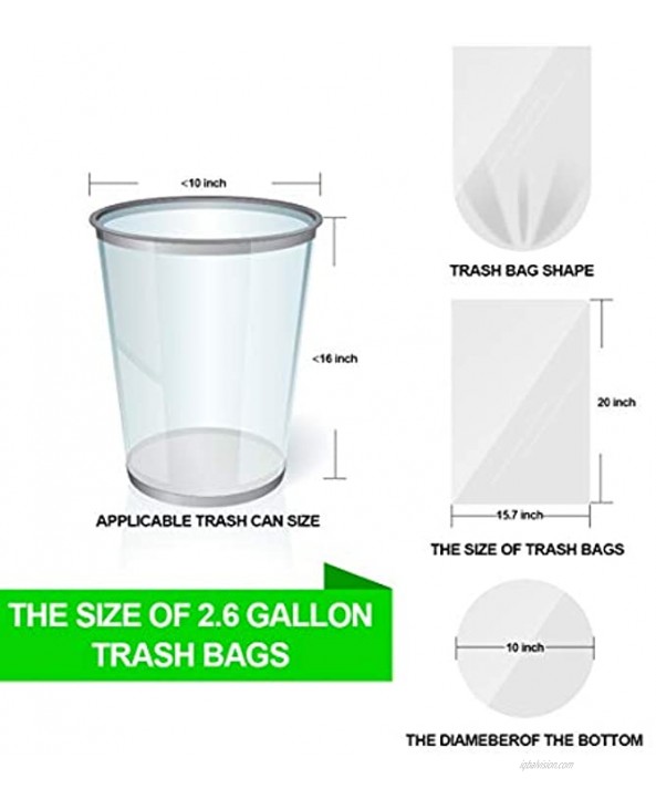 Small Clear Trash Bags – FORID 2.6 Gallon Garbage Bags Wastebasket Bin Liners 220 Count Plastic Trash Bags for Bathroom Bedroom Office Garbage Can 220 count