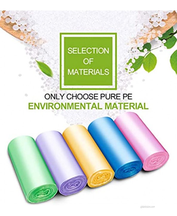 Small Trash Bags FORID 1.2 Gallon Garbage Bags Tiny Wastebasket Bin Liners 150 Counts in 5 Rolls 5 Color for Bathroom Bedroom Office Car Garbage Can 5 Liters