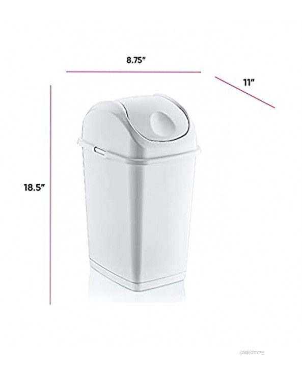 Superio 434 9.2 Gallon Slim Trash Can Size: Pack of 1 White