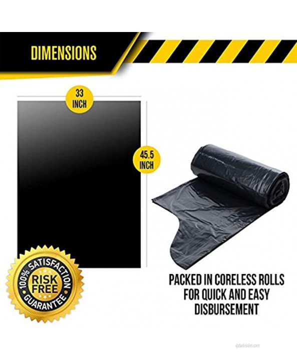 Ultrasac Contractor Bags 42 Gallon 20 PACK w FLAP TIES 33 x 45 3 MIL Thick Large Black Heavy Duty Industrial Garbage Trashbags for Professional Construction and Commercial use