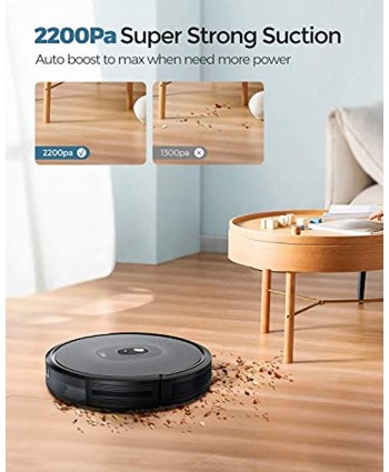 2200Pa Robot Vacuum Dser 22T Robotic Vacuum Cleaner BoostGen Technology Auto-Charge Boundary Strip Supported Super Quiet Multi Cleaning Modes Robotic Vacuums for Hard Floor Carpet Pet Hair