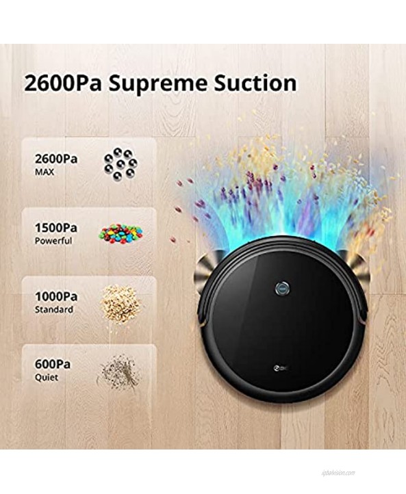 360 Smart Vacuum Robot Cleaner and Mop 2600 Pa Suction Smart IR Remote Control 2-in-1 Vacuum and Mop 4 Cleaning Modes Anti-Drop Sensors Automatic Self Charging Robotic Vacuum Cleaner Ultra-Thin