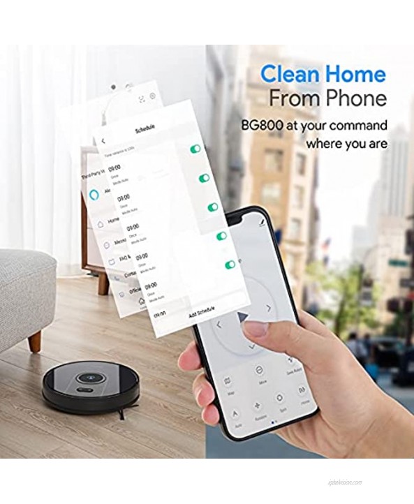 Bagotte BG800 Robot Vacuum Cleaner Wi-Fi Connection Mapping 2200Pa Suction Alexa & App Control Boundary Strips Included Quiet Self-Charging Ideal for Pet Hair Carpets Hard Floor