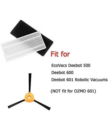 BBT BAMBOOST Accessories Parts Fit for EcoVacs DEEBOT 661 Deebot 500 Deebot 600 Deebot 601 Robotic Vacuum Cleaner 3 Set Filters,6 Side Brushes