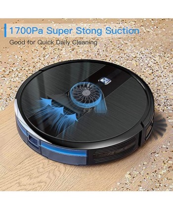 Coredy Robot Vacuum Cleaner 1700Pa Strong Suction Super Thin Robotic Vacuum Multiple Cleaning Modes Automatic Self-Charging Robot Vacuum for Pet Hair Hard Floor to Medium-Pile Carpets