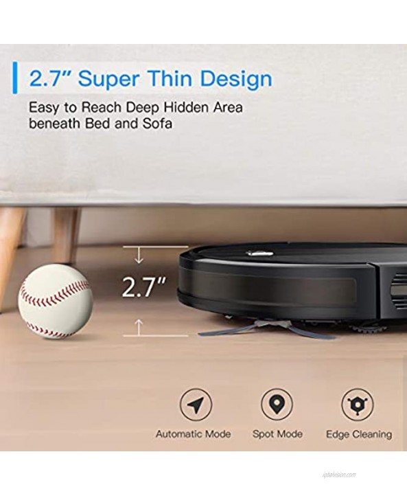 Coredy Robot Vacuum Cleaner 1700Pa Strong Suction Super Thin Robotic Vacuum Multiple Cleaning Modes Automatic Self-Charging Robot Vacuum for Pet Hair Hard Floor to Medium-Pile Carpets
