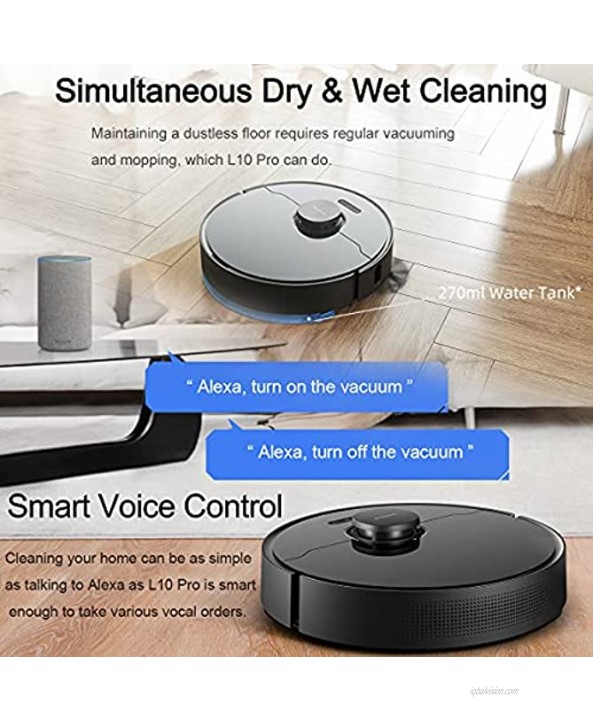 Dreametech L10 pro Robot Vacuum Cleaner ,Lidar Navigation,4000Pa Suction Robotic Vacuum Cleaner with Mapping,Ideal for Pet Hair ,Carpets Black