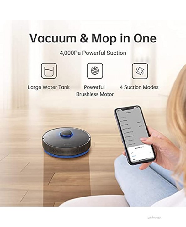 Dreametech Z10 Pro Robot Vacuum with Automatic Dirt Disposal-Empties Itself for 65 Days LiDAR Navigation & 3D Obstacle Avoidance 4000 Pa Suction Power & Smart Mapping Compatible with Alexa