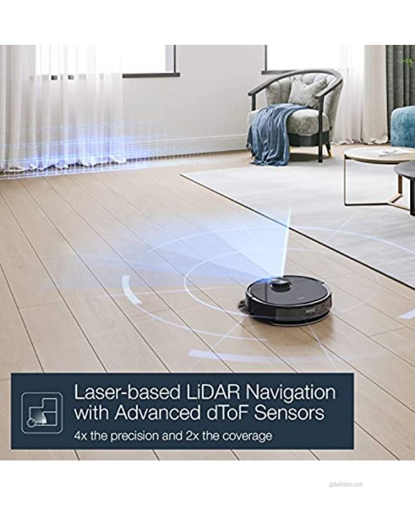 ECOVACS Deebot N8 Pro Robot Vacuum and Mop Strong 2600Pa Suction Laser Based LiDAR Navigation Smart Obstacle Detection Multi-Floor Mapping Fully Customized Cleaning Self Empty Station Compatible