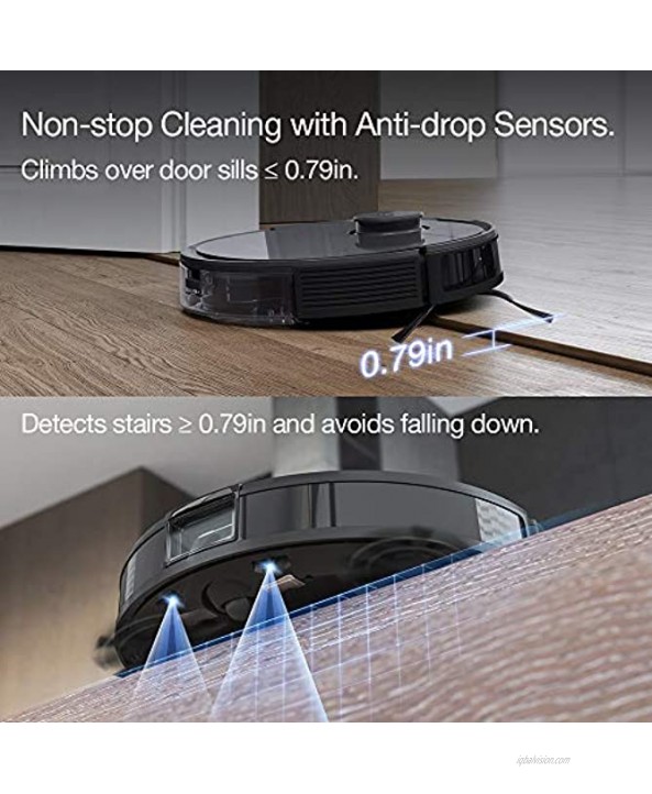 Ecovacs Deebot T8 Robot Vacuum and Mop Cleaner Precise Laser Navigation Multi-floor Mapping Intelligent Object Avoidance Full-customize clean No-go and No-mop Zones Auto-empty Station Compatible