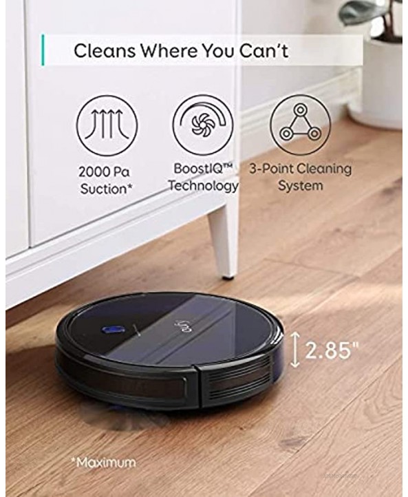 eufy BoostIQ RoboVac 15C MAX Wi-Fi Connected Super-Thin 2000Pa Suction Quiet Self-Charging Robotic Vacuum Cleaner Cleans Hard Floors to Medium-Pile Carpets Black Renewed