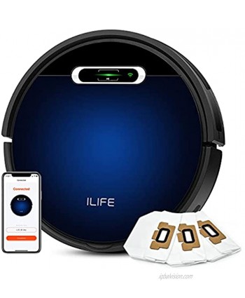 ILIFE B5 Max Robot Vacuum,Wi-Fi Connected Up to 2000Pa Strong Suction,Vacuum and Mop,Large Dustbin & Vacuum Bags Zigzag Cleaning Path,Self-Charging Ideal for Hard Floor