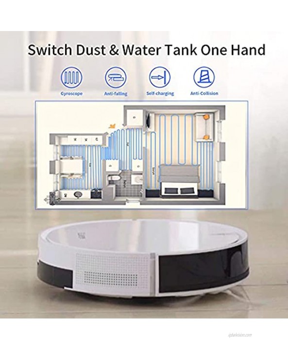 ISWEEP X5 Robot Vacuum and Mop Cleaner,Robotic Vacuum for Pet Hair,High Frequency Vibration Water Tank,2000Pa Max Suction,App,Self-Charging.