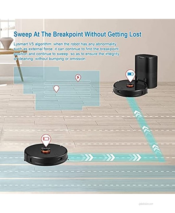 Lydsto R1 Robotic Vacuum Cleaner with Self Empty Robotic Vacuums and Mop,Lidar Navigation 2700Pa Strong Suction,Quiet Self-Charging,Ideal for Pet Hair Hard Floor and Low Pile CarpetBlack