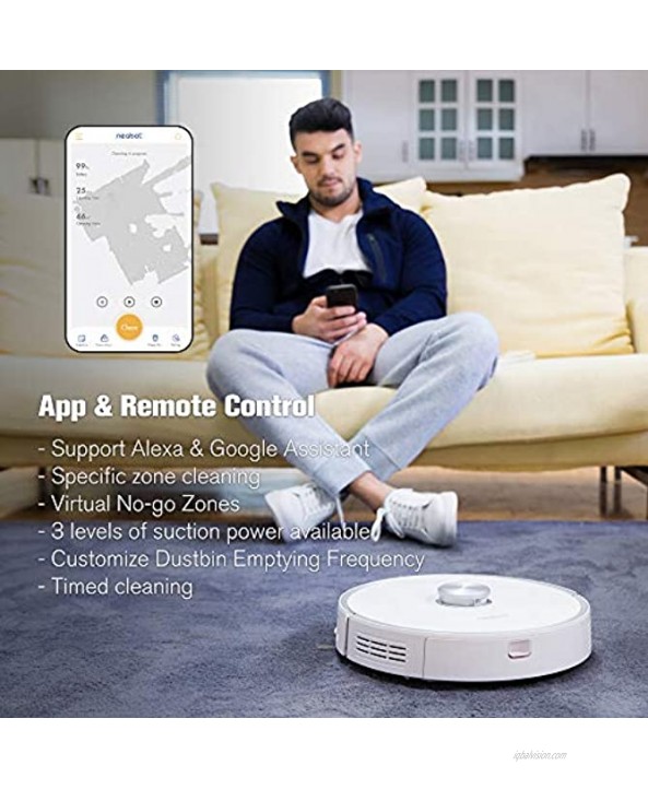 Neabot Robot Vacuum with Self-Emptying Dustbin Included 2700Pa Strong Suction Laser Navigation Smart Mapping with No-Go Zones Deeper Carpet Cleaning
