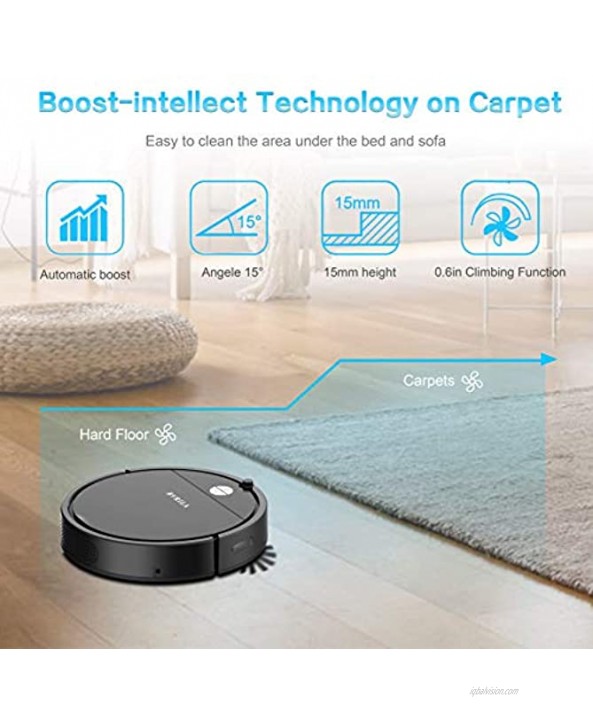 Robot Vacuum 1800PA Robotic Vacuum Cleaner with Self-Charging 360° Smart Sensor Protectio Multiple Cleaning Modes Vacuum Best for Pet Hairs