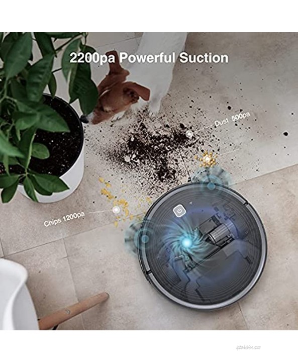 Robot Vacuum Cleaner CLOBOT Automatic Vacuum Cleaner Robot with 2200Pa Suction Self-Charging Robot Vacuum with Mapping Technology 120min Runtime Works with Alexa Google App for Pet Hair Carpets