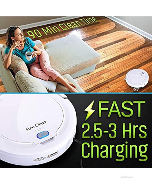 SereneLife Smart Automatic Robot Cleaner-1200 PA Rechargeable Electric Robo Vacuum Cleaner w Self Programmed Navigation Anti-Fall Sensors-Carpet Hardwood Linoleum Tile-Pure Clean White