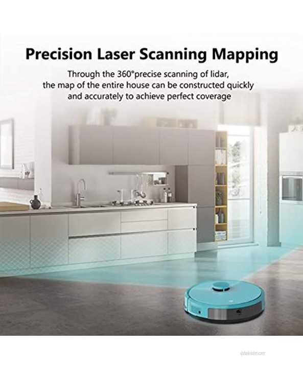 TECBOT S3 Robot Vacuum Cleaner with Laser Navigation 3000Pa Strong Suction Power Wi-Fi Connection Works with Alexa Very Suitable for Pet Hair Hard Floors and Carpets Ideal for Household Cleaning