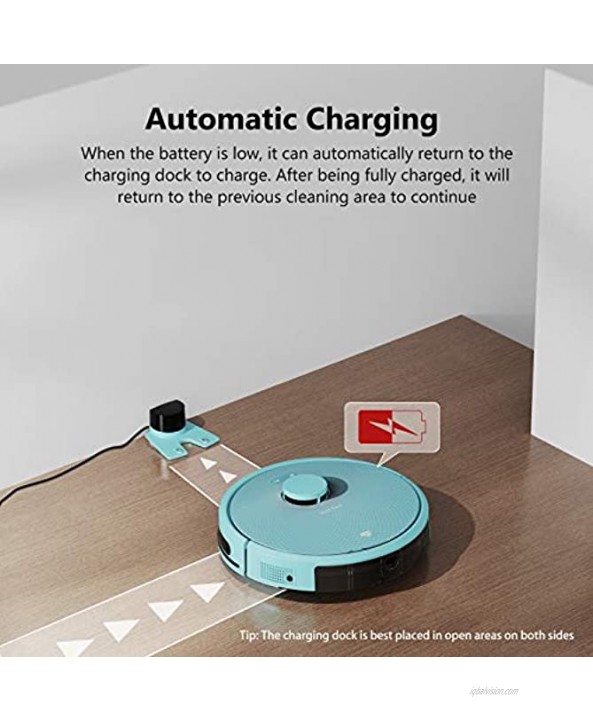 TECBOT S3 Robot Vacuum Cleaner with Laser Navigation 3000Pa Strong Suction Power Wi-Fi Connection Works with Alexa Very Suitable for Pet Hair Hard Floors and Carpets Ideal for Household Cleaning