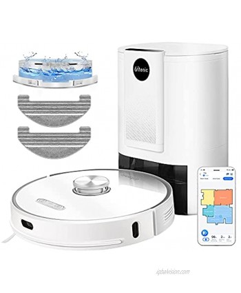 Ultenic T10 Robot Vacuum and Mop with Self Emptying Station 3000Pa Suction Multi-Floor Mapping Laser Navigation APP Remote Alexa and Google Home Control Ideal for Pet Hair Hard Floor and Carpet