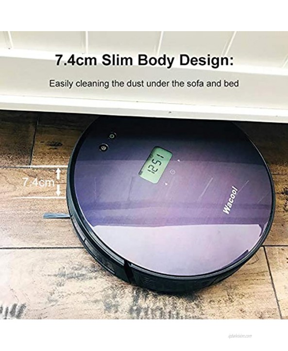 Wacool Robotic Vacuum Cleaner with 1500PA Suction Power Robot Vacuum APP Remote Control Wi-Fi Connected Self-Charging Good for Pet Hair Carpets Hard Floors Cleaning