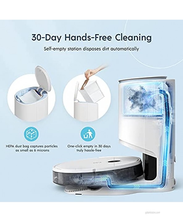 yeedi Vac Station Robot Vacuum and Mop Self-Emptying 3 in 1 30 Days Auto Empty 3000Pa Suction Carpet Detect Smart Mapping Editable Map Clean Schedule Virtual Boundary 200mins Runtime