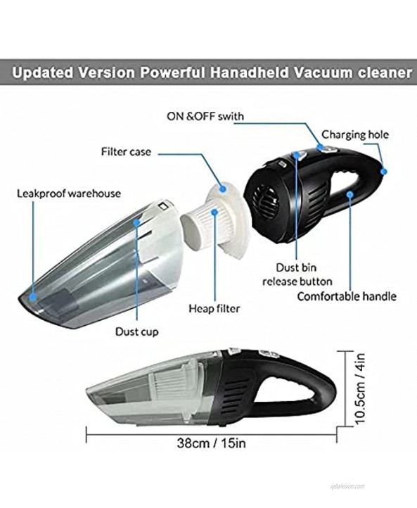Fiercewolf Cordless Handheld Vacuum Cleaner 8000PA Strong Suction,120W Powerful Rechargeable Lightweight Wet Dry Portable Car Vacuum Cleaner for Home and Car Cleaning Black