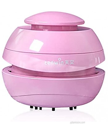 FineInno Mini Crumb Vacuum Cleaner Planet Shape Desktop Sweeper Handheld Cordless Round Multifunction Cleaning for Home,Office,Cars,Pet Hairs no Battery Included Pink
