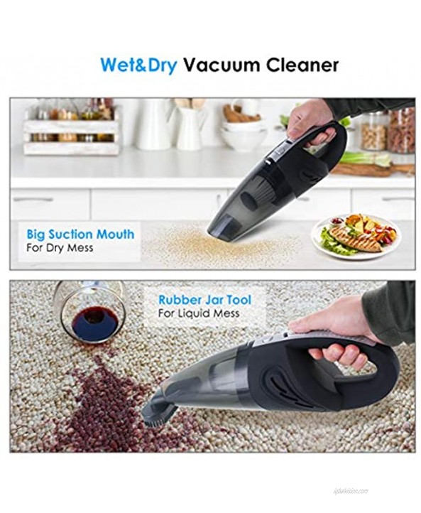 Hand Vacuum Cleaner Cordless Rechargeable Car Vacuum Cleaner Wireless Handheld Wet & Dry Portable Vacuum Cleaner Auto Vac Cleaner Lightweight Home Vac for Pet Hair Home Car